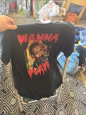 Kids Black 'Wanna Play?' Horror Graphic Tee